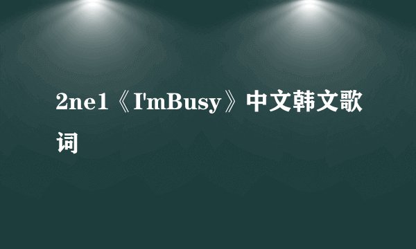 2ne1《I'mBusy》中文韩文歌词