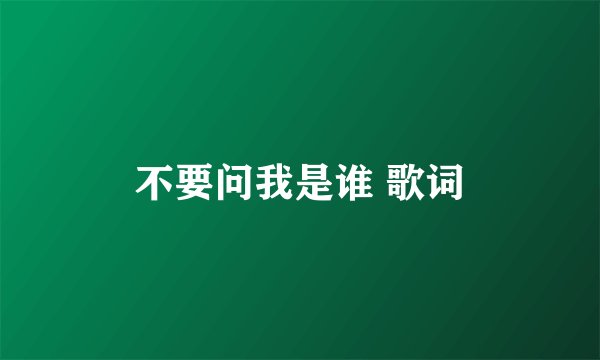 不要问我是谁 歌词
