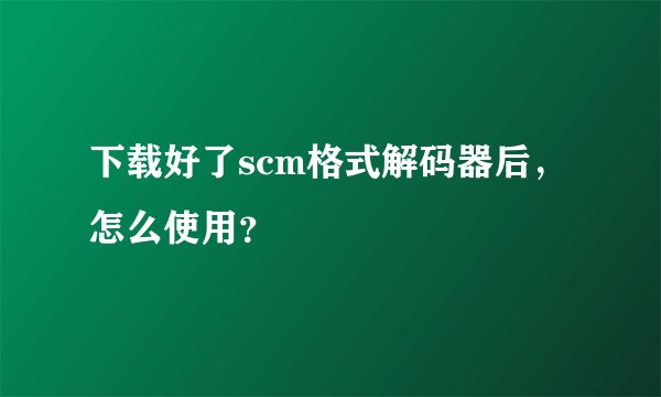 下载好了scm格式解码器后，怎么使用？