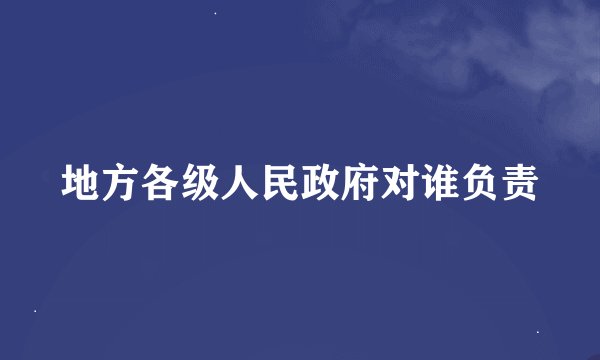 地方各级人民政府对谁负责