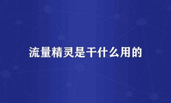 流量精灵是干什么用的