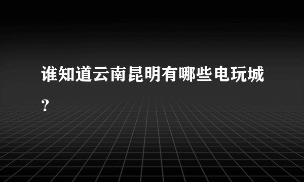 谁知道云南昆明有哪些电玩城？