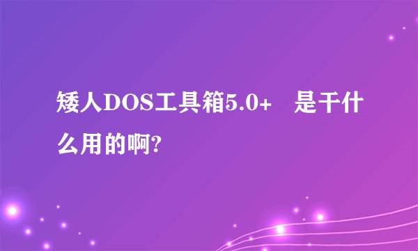 矮人DOS工具箱5.0+   是干什么用的啊?