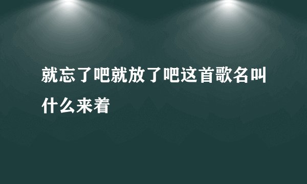 就忘了吧就放了吧这首歌名叫什么来着