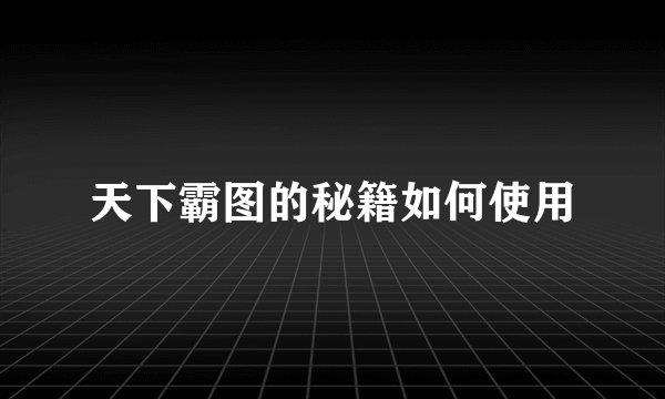天下霸图的秘籍如何使用