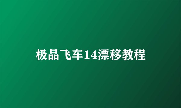 极品飞车14漂移教程