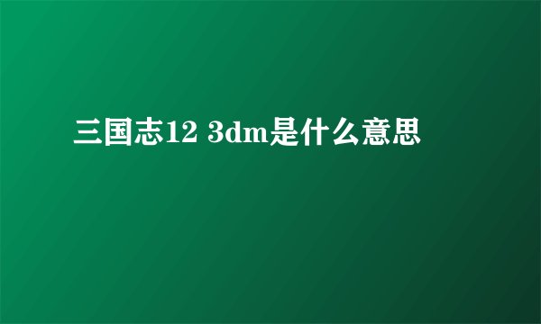 三国志12 3dm是什么意思