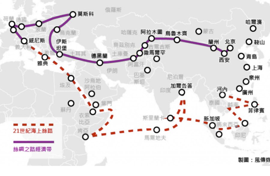 一带一路经过的地区和国家具体的路线图
