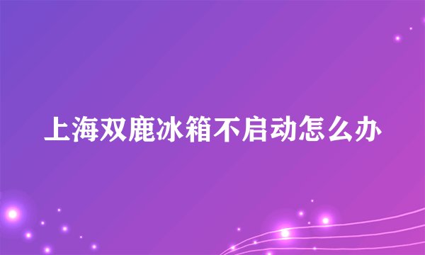 上海双鹿冰箱不启动怎么办