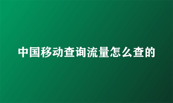 中国移动查询流量怎么查的