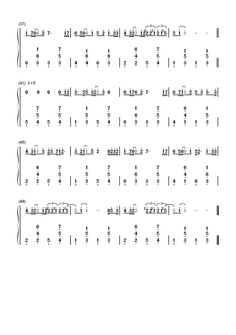 一千年以后的钢琴谱 数字