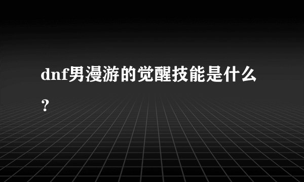 dnf男漫游的觉醒技能是什么？