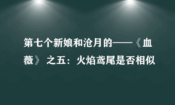 第七个新娘和沧月的——《血薇》 之五：火焰鸢尾是否相似