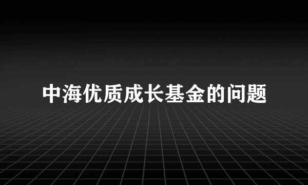 中海优质成长基金的问题