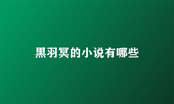 黑羽冥的小说有哪些