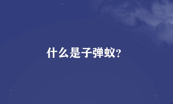 什么是子弹蚁？