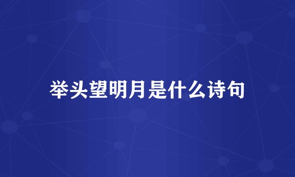 举头望明月是什么诗句