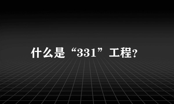 什么是“331”工程？