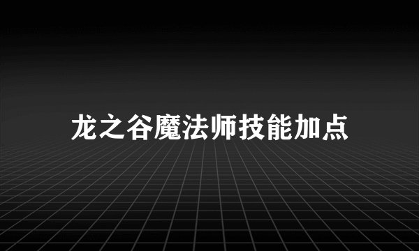 龙之谷魔法师技能加点