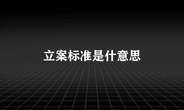 立案标准是什意思