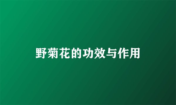 野菊花的功效与作用