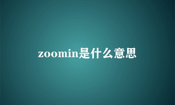 zoomin是什么意思