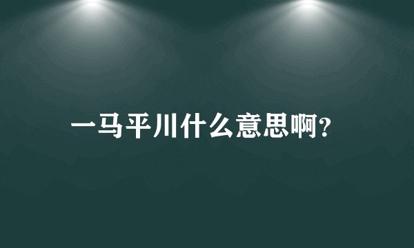一马平川什么意思啊？