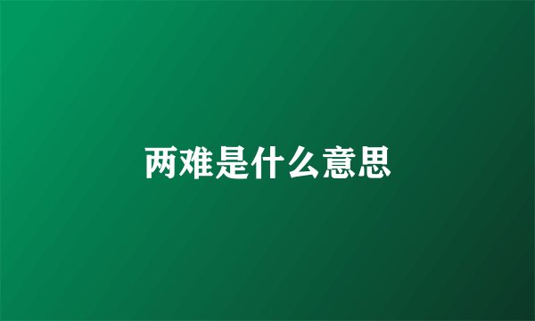 两难是什么意思