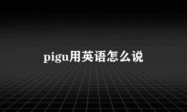 pigu用英语怎么说