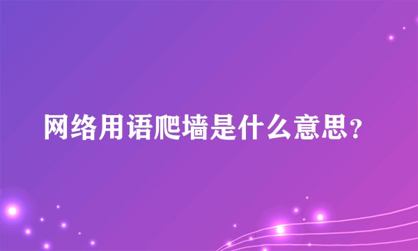 网络用语爬墙是什么意思?