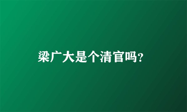梁广大是个清官吗？