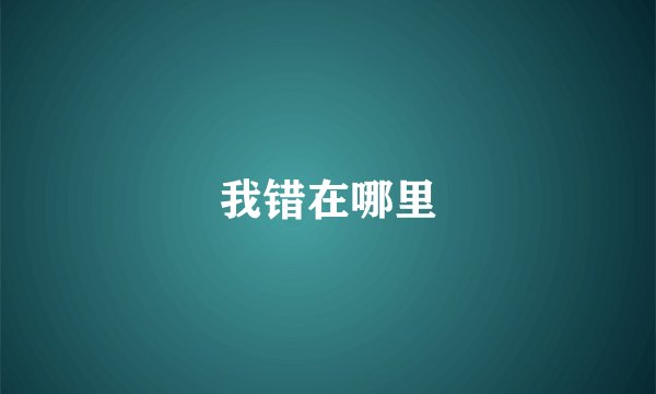 我错在哪里