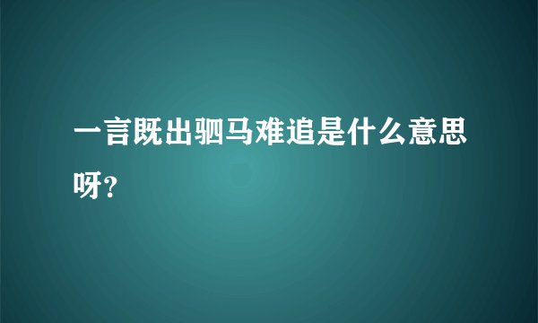 一言既出驷马难追是什么意思呀？