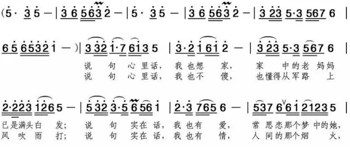 说句心里话简谱