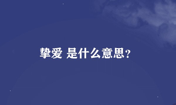 挚爱 是什么意思？