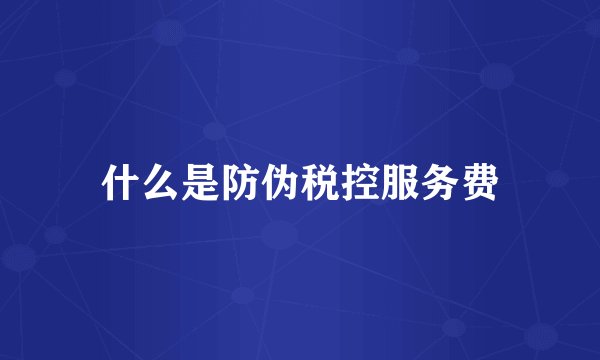 什么是防伪税控服务费