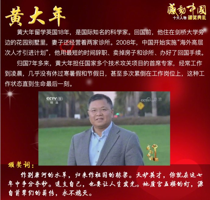 2017年感动中国十大人物分别有什么品质