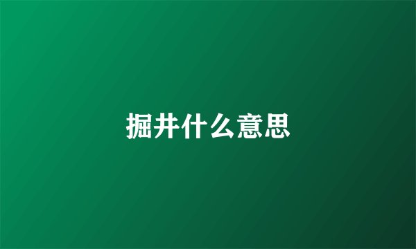 掘井什么意思