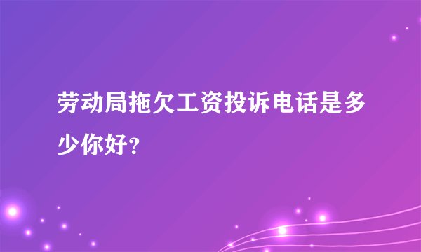 劳动局拖欠工资投诉电话是多少你好？