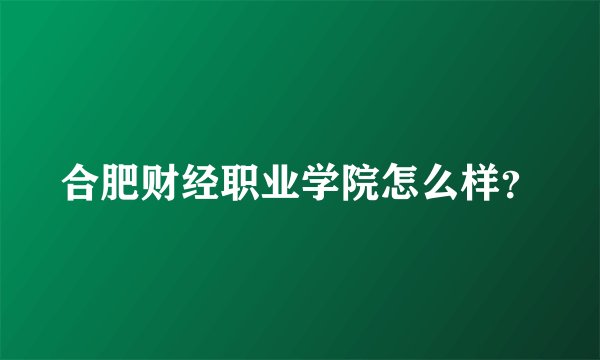 合肥财经职业学院怎么样？