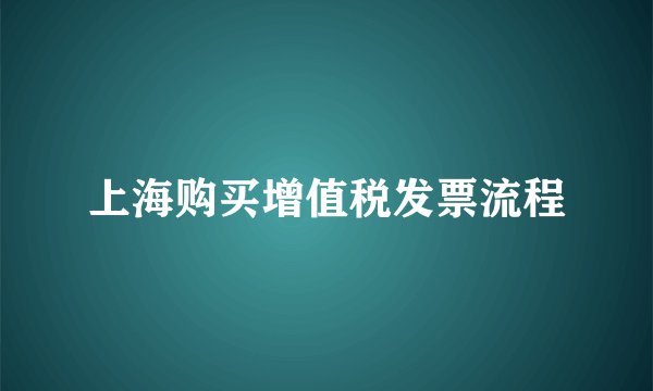 上海购买增值税发票流程