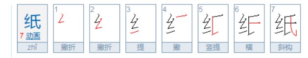 纸的笔顺怎么写