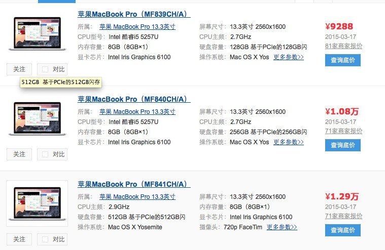 2015新款MacBook Pro的具体型号都叫什么？