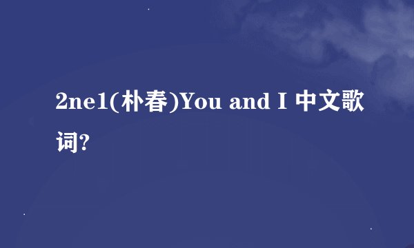 2ne1(朴春)You and I 中文歌词?