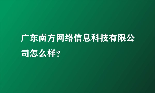 广东南方网络信息科技有限公司怎么样?