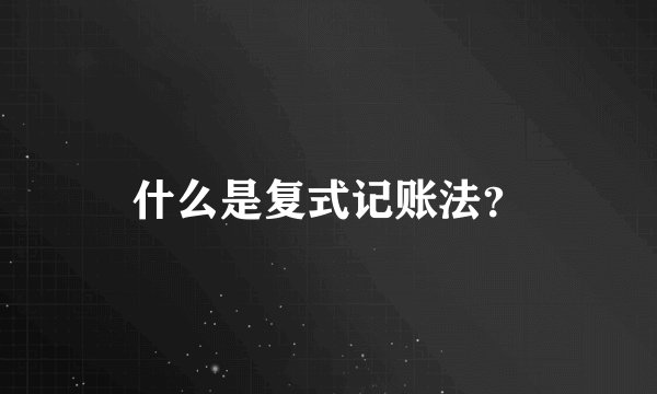 什么是复式记账法？
