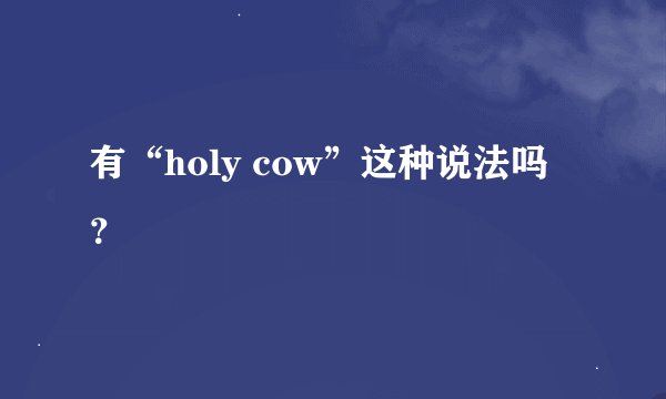 有“holy cow”这种说法吗？