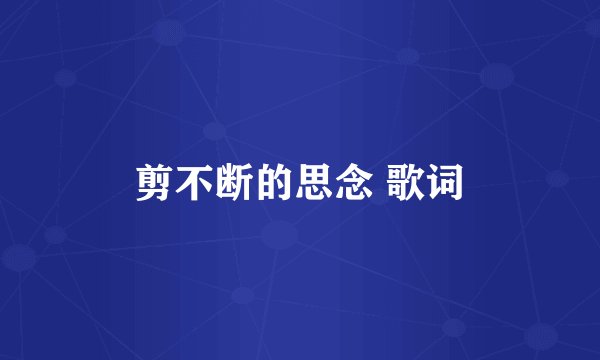 剪不断的思念 歌词