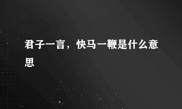 君子一言，快马一鞭是什么意思
