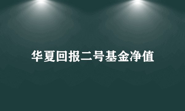 华夏回报二号基金净值